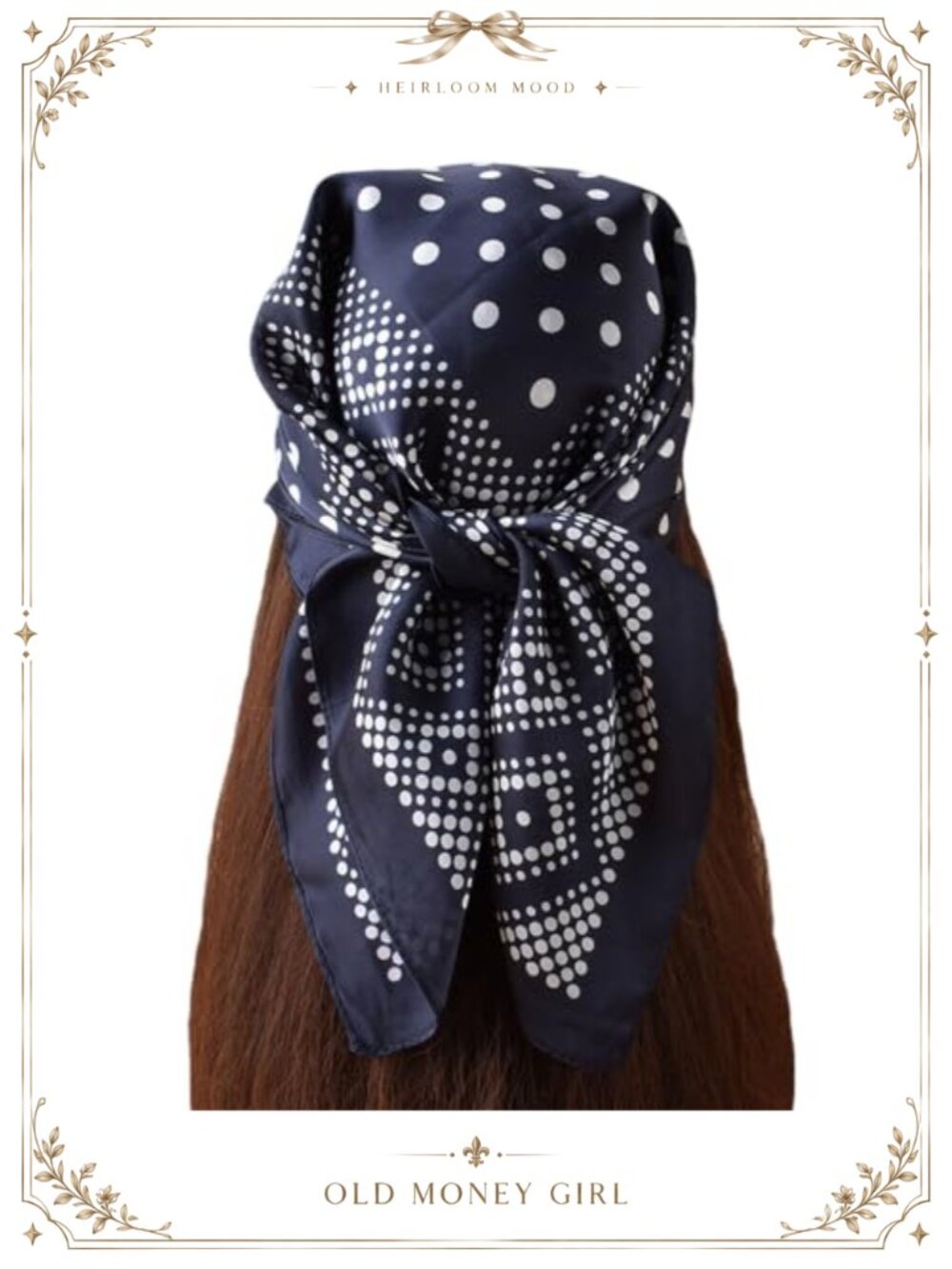 Silk Satin Polka Dot Square Scarf 27.5in Head Neck Handbag Wrap